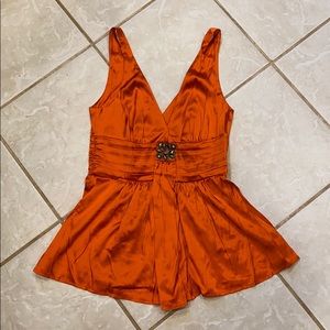 bebe Orange Satin Crop Top
